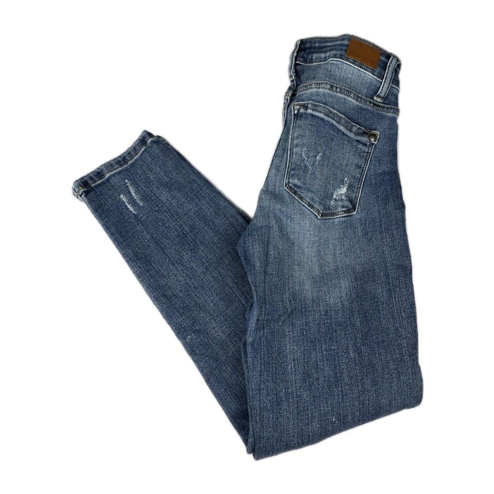 Judy Blue Jeans Womens‎ Size 1/25 Boyfriend Fit Distressed Low Rise Blue Denim